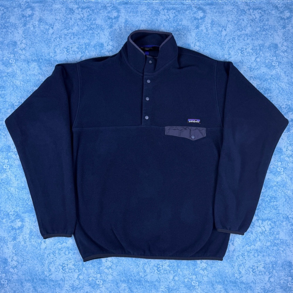 Patagonia Mens Lightweight Synchilla Snap-T Fleece Pullover Navy Blue 25580 L